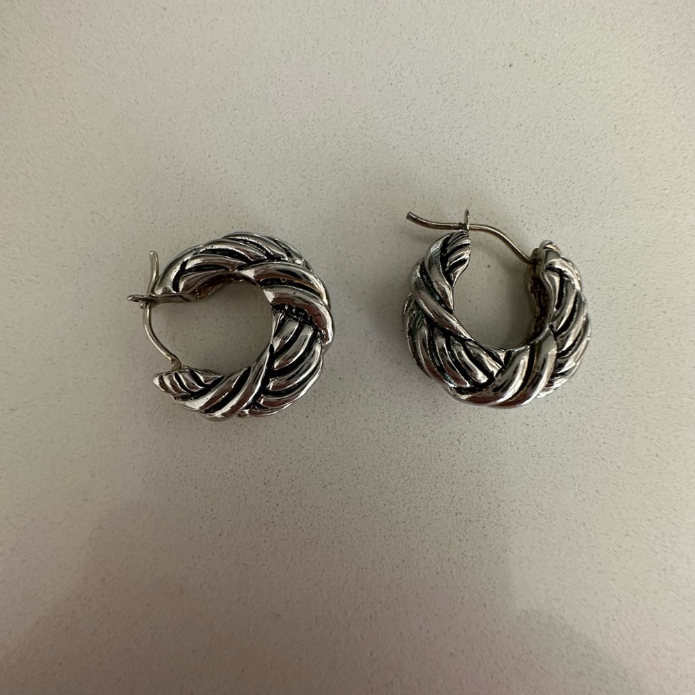 Vintage Silver Rope Earrings